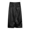 Damen Hohe Taille Schlitz Saum Midi PU Leder Rock