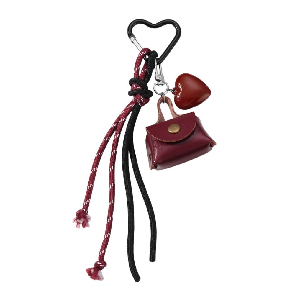 New Woven Rope Bow Keychain DIY Sweet Pendant Heart Bag Keyrings