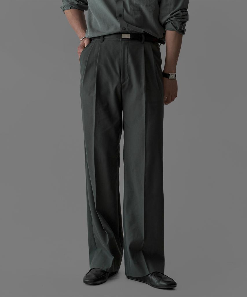 Baulopeulodeogteu Tencel Double-Pleat Slacks [Charcoal]