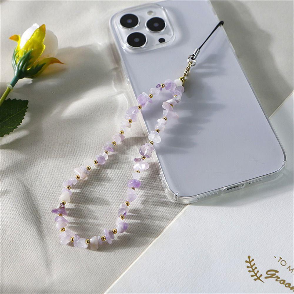 Stone Bead Cellphone Strap Crystal Phone Wrist Lanyard Mobile Phone Chains  Girls Gift