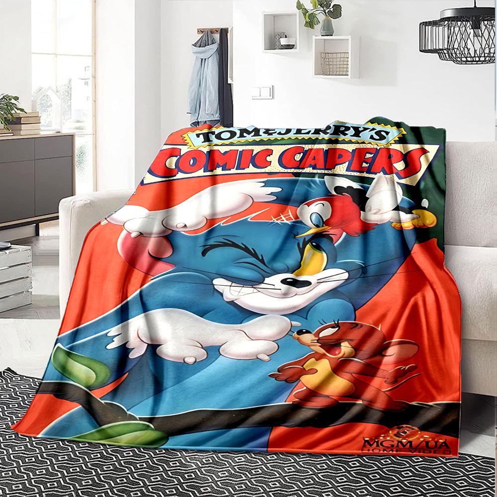 1pc Tom & Jerry's Comic Capers Flannel Blanket Soft Warm Throw for Home, Office, Travel, All-Season Cozy Bedding GiftL1265