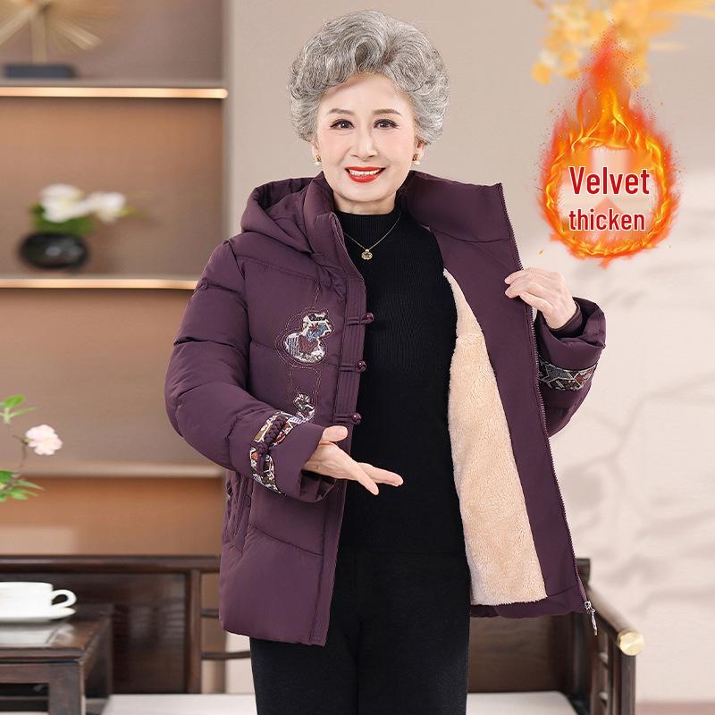 

Stylish Winter Cotton Jacket for Middle-Aged Women & Seniors - Thick, Warm, Velvet-Lined 4XL (135-145 jin)