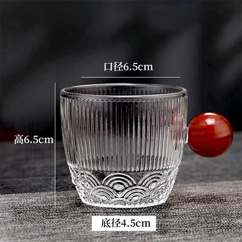 

Полосатый кофейный стакан малой вместимости Lucky Clouds, кофейная кружка с ручкой-деревянным шариком, домашняя посуда для питья молока и чая 1pcs