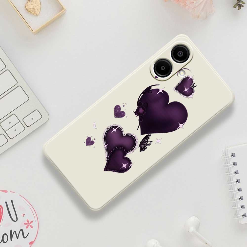 For Samsung Galaxy A07 4G Case Purple Love Pattern Printing Straight Edge TPU Phone Back Cover