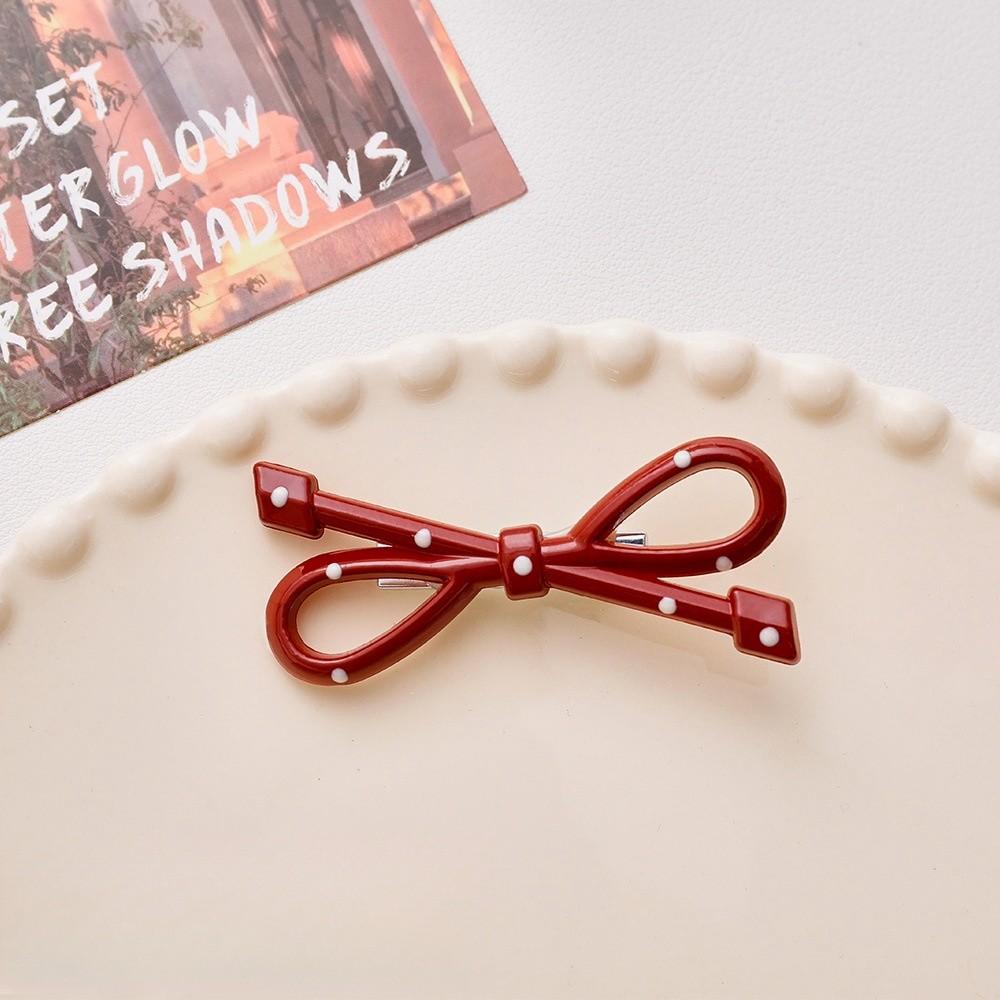 Polka Dot Bow Hair Clip Female Angora Red Can Duckbill Clip Sweet and Versatile Hair Accessories