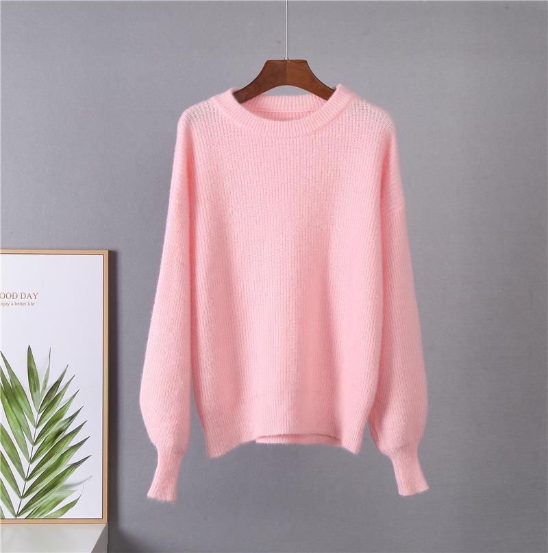 Autumn Winter Faux Mink Loose Knit Sweater - European American Style for Women