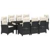 Garden Dining Set with Cushions 9 Pcs Black Poly Rattan