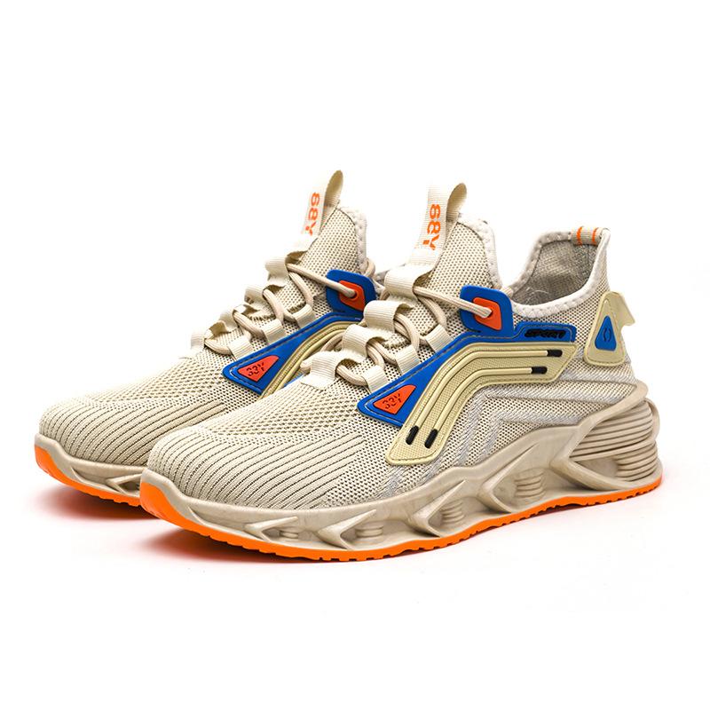 

Processing customized men s shoes 2025 new men s sports shoes Korean version flying woven breathable running shoes blade shoes 44 хаки