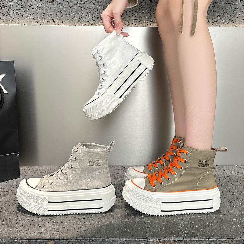 High-top canvas women's 2026 autumn new muffin platform sports and leisure board shoes