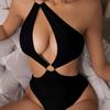 Fashion Sexy Solid Color One Shoulder Hollow Out Slim Fit Bikini Swimsuit For Beach