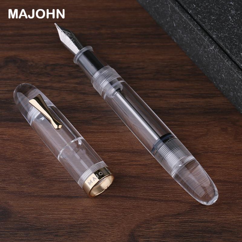 

MAJOHN C4 Fully Transparent Big Size Fountain Pen Eyedropper Filling Ink Writing Gift Pen PK JINHAO Stationery School Supplies (Clear,EF Only Pen) чистый