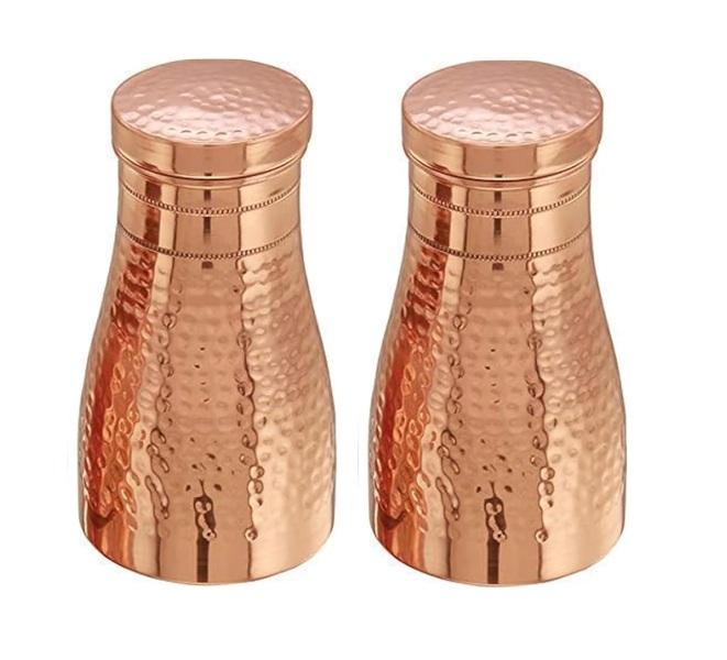 TreegoArt Pure Hammered Bedroom Jar/Pot Copper Water Bottle For Home And Kitchen - Pack Of 1 (1000 Ml )