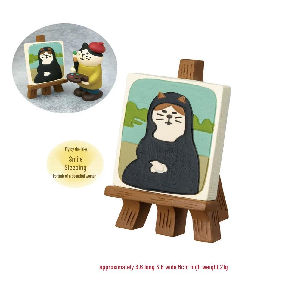 Creative Japanese Resin Cat & Frog Figurines - Trendy DIY Handmade Blind Box Decoration