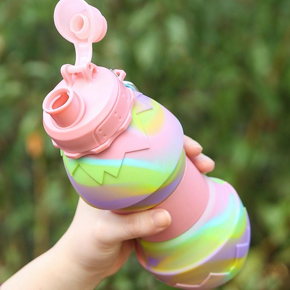 Silicone Silicone Folding Cups With Carabiner Portable Water Bottle Sport Water Bottle  Children