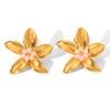 Women's Fashion Versatile Pearl Flower Stud Earrings, Western Style Ins Titanium Steel Ear Jewelry
