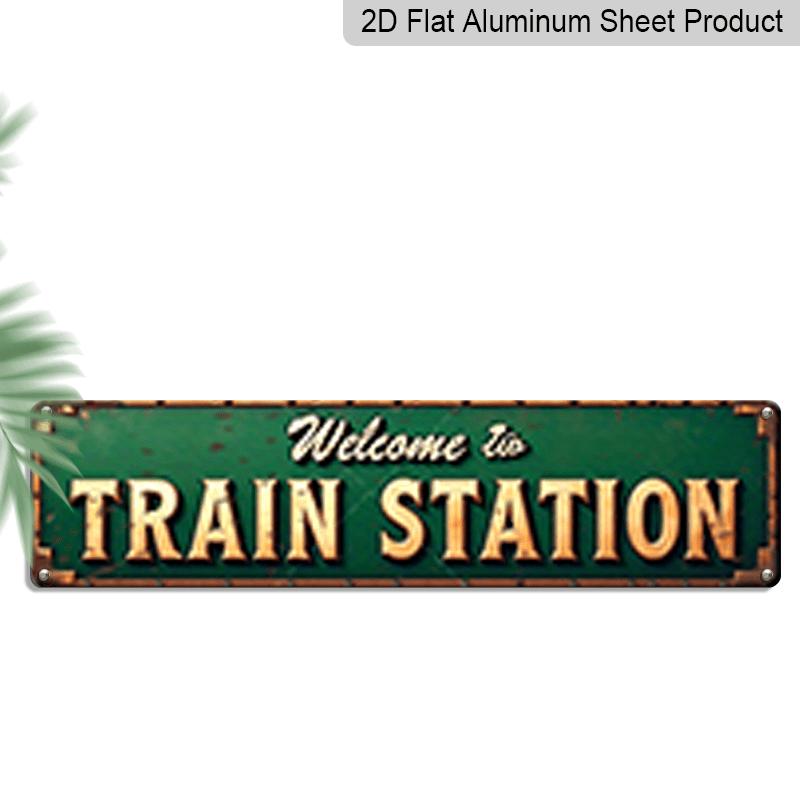 

Aluminum Decorative Sign That Says Welcome To The Train Station. This Vintage-Style Metal Sign Features A Rustic Green Design, Perfect for 40cm x 10cm