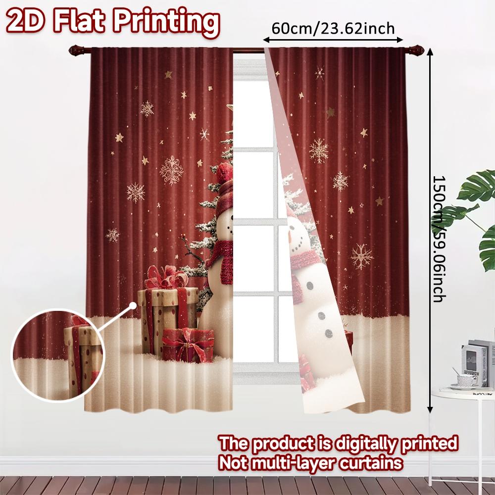 2pcs, 2D FLAT PRINTING Curtains (Without Rod) Snowy Festivity Halloween Festival Fashion Curtains Polyester Curtains All Seasons
