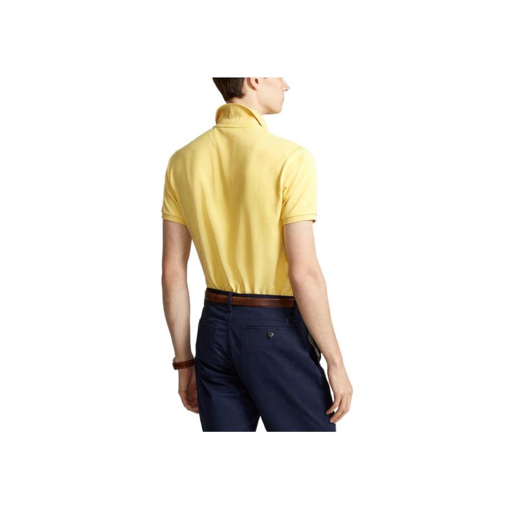 Polo Ralph Lauren SS22 Tinta Unita Logo Ricamato Vestibilità Slim Manica Corta Polo Uomo top Giallo MNPOKNI1N821555-700