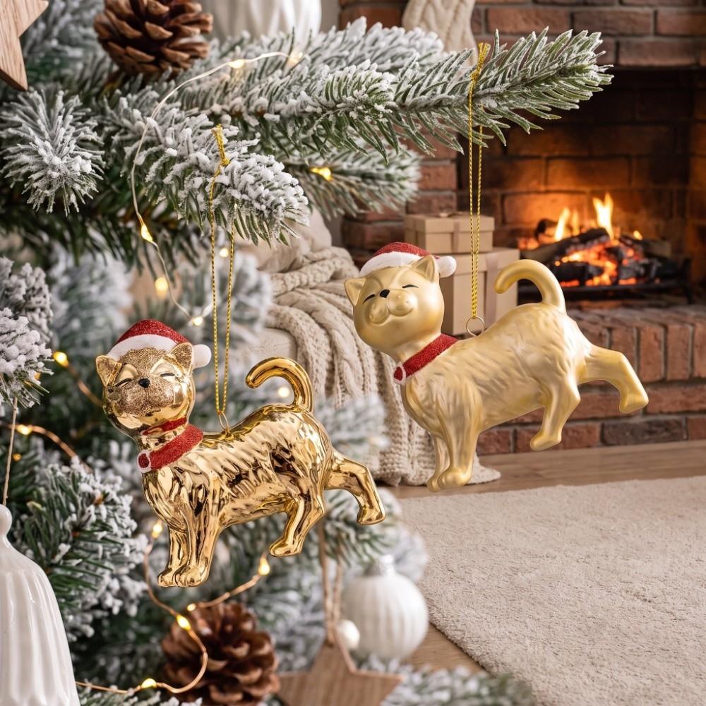 Plastic Christmas Tree Decor Kitten Xmas Ornaments Cute Christmas Cat Dog Pendant  Festival Party