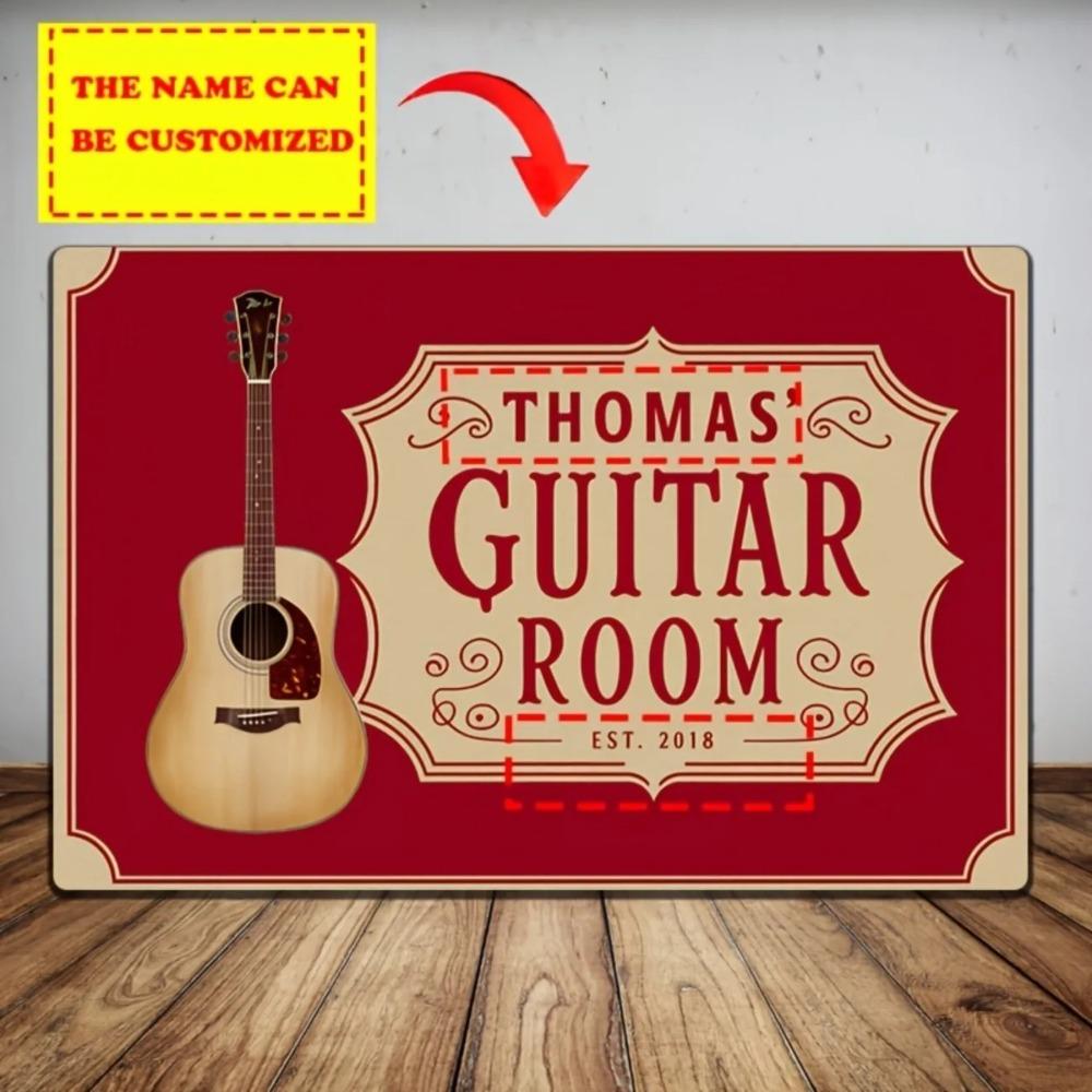 Custom Vintage Aluminum Guitar Sign Personalized Music Studio Wall Decor
