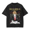 Yagami Light Deaths Notes T Shirts Hip Hop Washed Cotton Oversize TShirt  Fashion Unisex Women Tops Streetwear Printed Tees