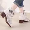 Fashion GKTINOO 2025 Summer Ankle Boots Genuine Leather Shoes Women Mid Heels Sandals Side Zip Boots Cutout Breathable Mujer Zapatos