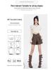 2024 Autumn/Winter Women's High Waist V-Shape PU Leather A-Line Shorts - Korean Style Casual Slimming Wide-Leg Booty Shorts