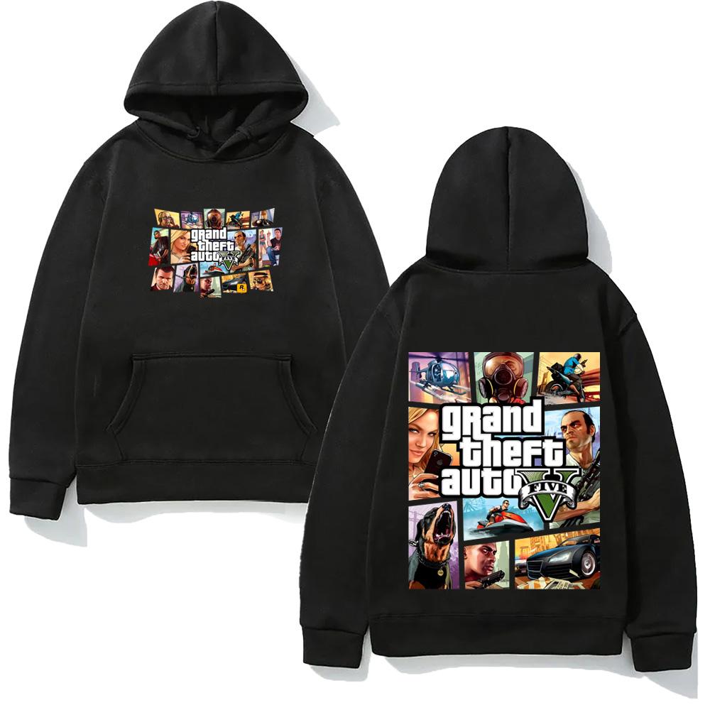 

Grand Theft Auto V Game Print Hoodies New Style Anime Print Autumn Sweatshirt with Hooded Cartoon Fleece Soft Hooded Hoody XS чёрный