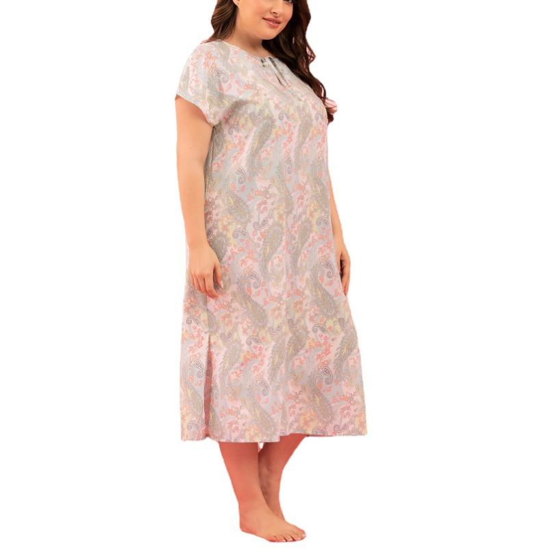 

Летние повседневные платья с короткими рукавами для женщин Платье с цветочным принтом Женское открытое платье с завязками и круглым вырезом Свободное платье больших размеров Пригородные платья 5XL