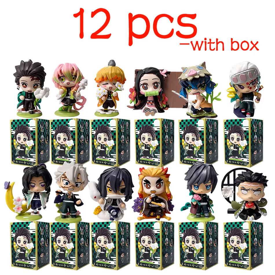 ! Anime Demon Slayer Blind Box Figure Tanjiro Kamado Nezuko cartoon PVC Model Desktop Ornament Child Christmas  New Year Gift