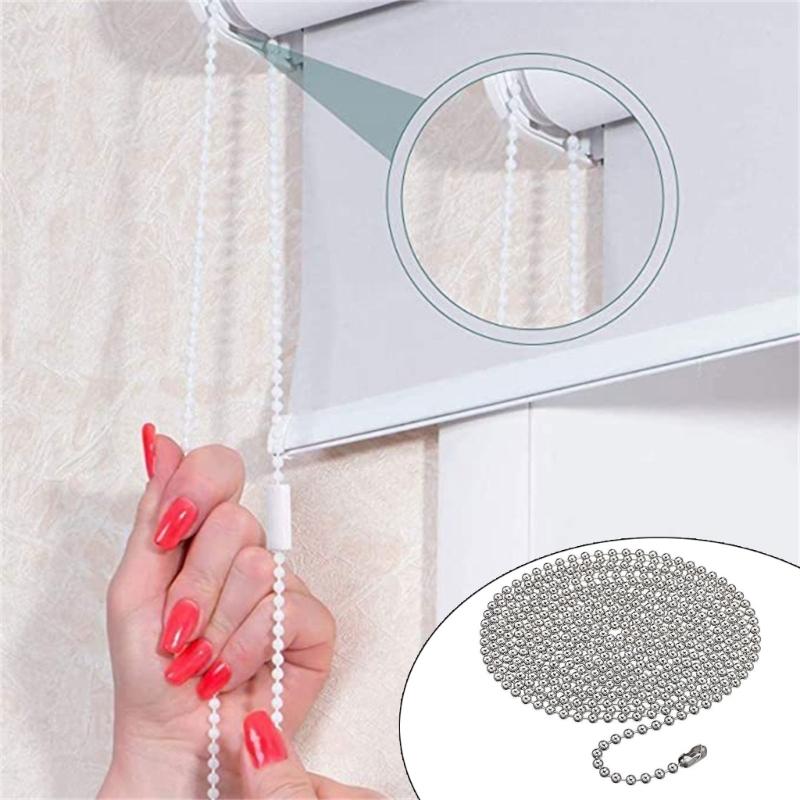 Chaîne de Store Robuste Rideau de Perles Cordelette de Traction Perles Métalliques Cordon Accessoires de Quincaillerie pour Rideaux Fenêtre Durable