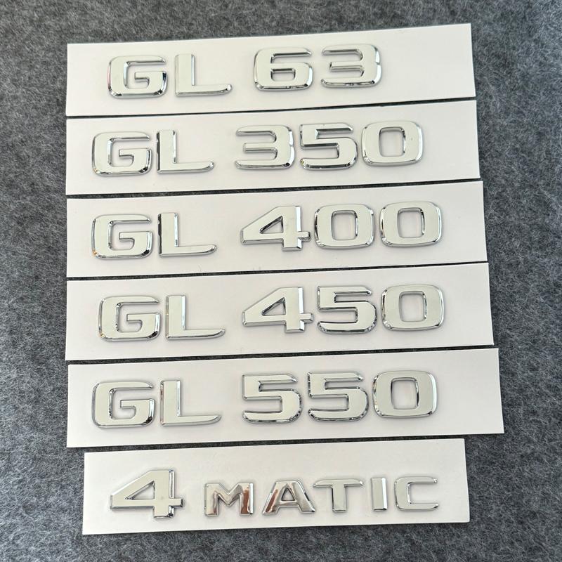 3D ABS Plastic Car Rear Logo Badge GL 63 350 400 450 550 4MATIC Nameplate Sticker For Benz GL Class