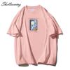 Shellsuning Oversized bavlněná trička s grafikou Muži Léto Měkké Trička s krátkým rukávem Dámská Móda Univerzální pulovry Dámské