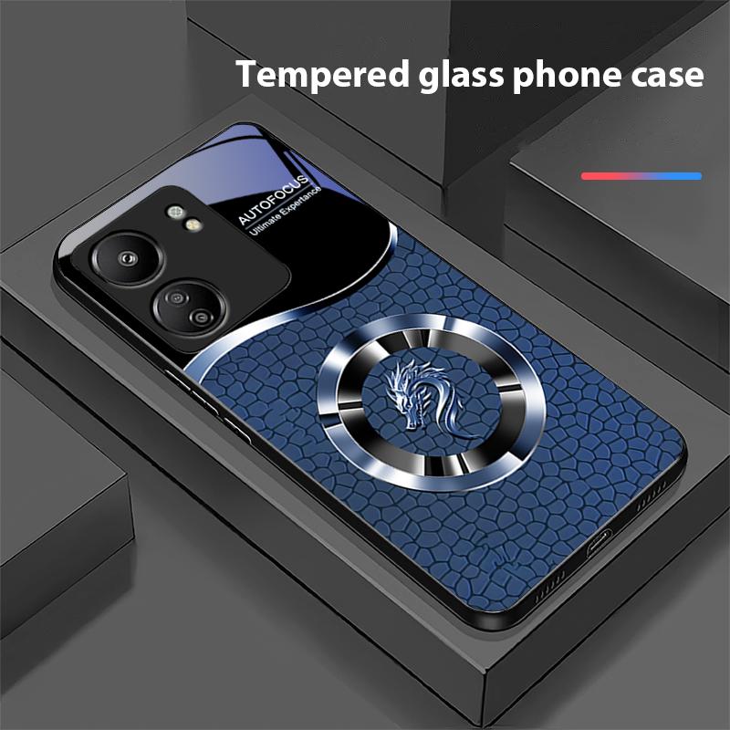 Kiesel Chinesischer Loong Für Xiaomi Redmi 13C Note13 12 Pro Plus 5G Note 9 13T Pro POCO X6 F5 F6 Schwarz Gehärtetes Glas Handyhülle