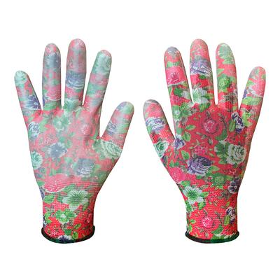 PU-coated Garden Gloves, Rose Pattern, Size 9"