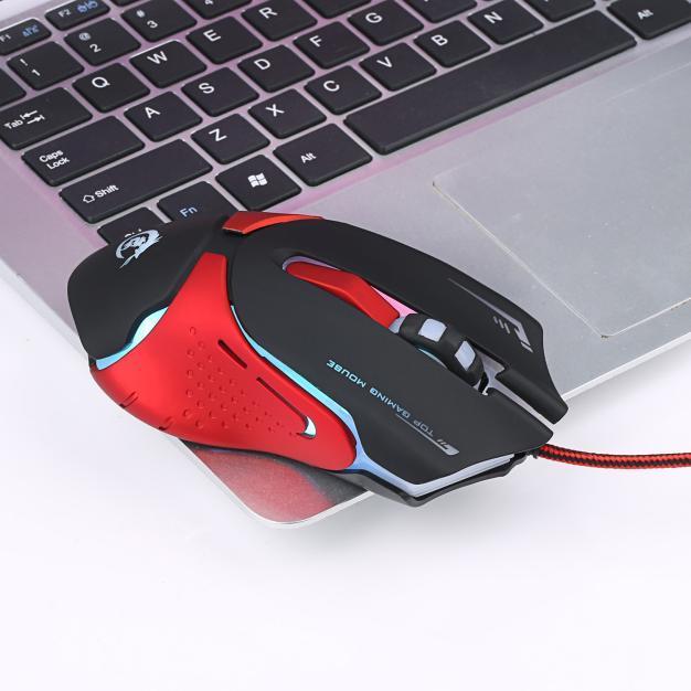 Mouse Gaming GS Professionale 2400DPI LED Ottico 6D USB – Design Ergonomico Con Retroilluminazione, Plug & Play Per PC E Laptop