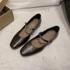 2025 New Women's Shoes Flat-bottomed Evening Wind Shallow Mouth Single Shoes Women's French Soft French Spring Retro Mary Jane Women's Shoes