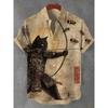 2026 New Men's Shirt Vintage Cat Printed Top Comfortable Fabric Breathable Short Sleeve Shirt Personalized Loose Casual Shirt