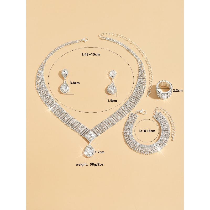 Bridal jewelry full diamond wedding suit necklace earrings bracelet ring