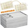 Simple Beige Grey Square Velvet Jewelry Storage Tray Display Ring Bracelet Necklace Storage Box Showcase Drawer Organizer Trays