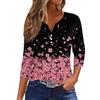 Women's T Shirt Tee Print Button 3/4 Sleeve Daily Weekend Fashion Basic V- Neck Regular Top