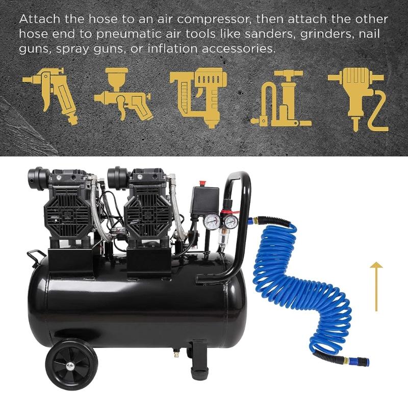 Leichter Luftkompressorschlauch 1/4" Polyurethan Rückstoßluftschlauch mit Knickschutz Flexibel und knickfest