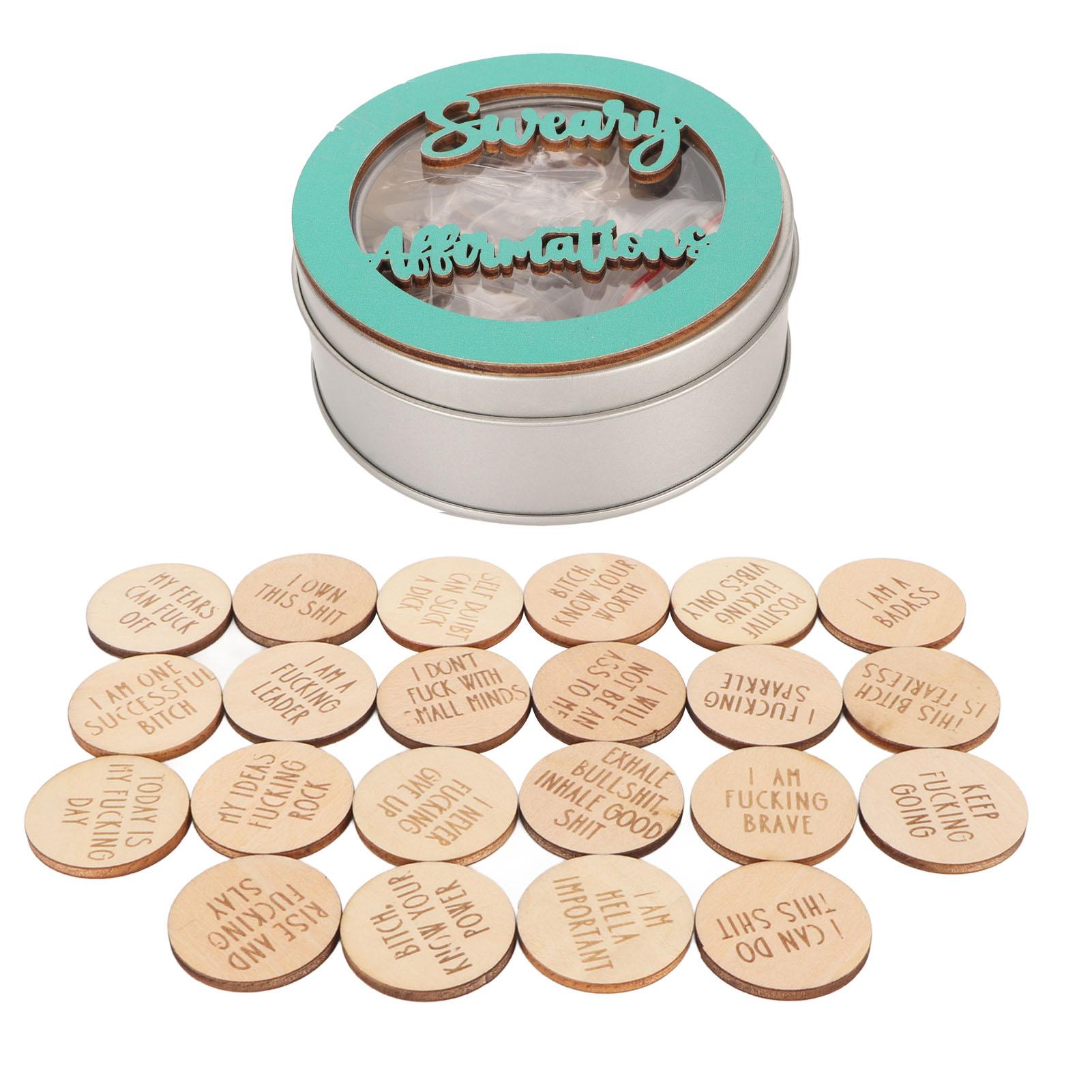 

22 шт., мини-диски с клятвенными аффирмациями, юмористические регулирующие эмоции, деревянные фишки с позитивными аффирмациями для Cyan