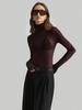 Women Solid Mesh Stand Collar Top Long Sleeve Slim Commute Wear Autumn Winter