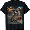 Raccoon Smoking Cigarette Funny Animal Meme T-Shirt