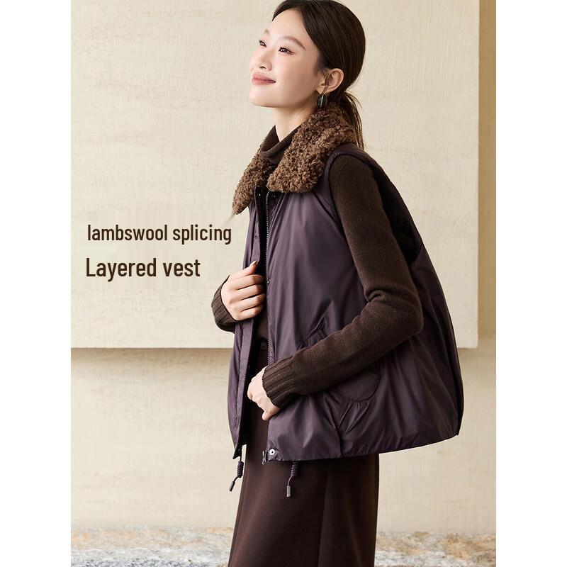 Mohan Yimei Women s Lamb Wool Spliced Baseball Padded Jacket S