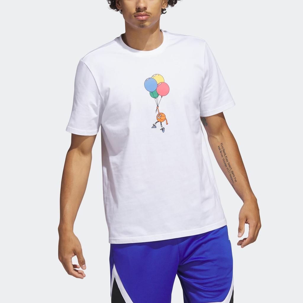 Adidas Lil Stripe Basketball Tee Cartoon Print Short Sleeve T-Shirt Men Tops White IC1864