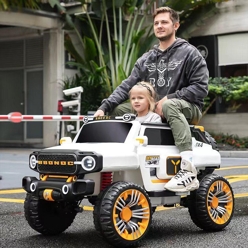 Children’s 4-Wheel Electric Car: Two-Seater Off-Road Toy with Remote Control – Suitable for Kids and Adults.