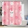 Pink Bunny Print Shower Curtain: Cute Rabbit Heart Pattern Home Decor Bathroom Accessories For Kids Girl'S Room Wedding Party De