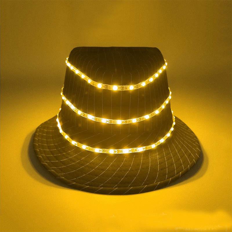 LED Glowing British Gentleman Top Hat - Stylish Trend for Prom Parties and Jazz Events